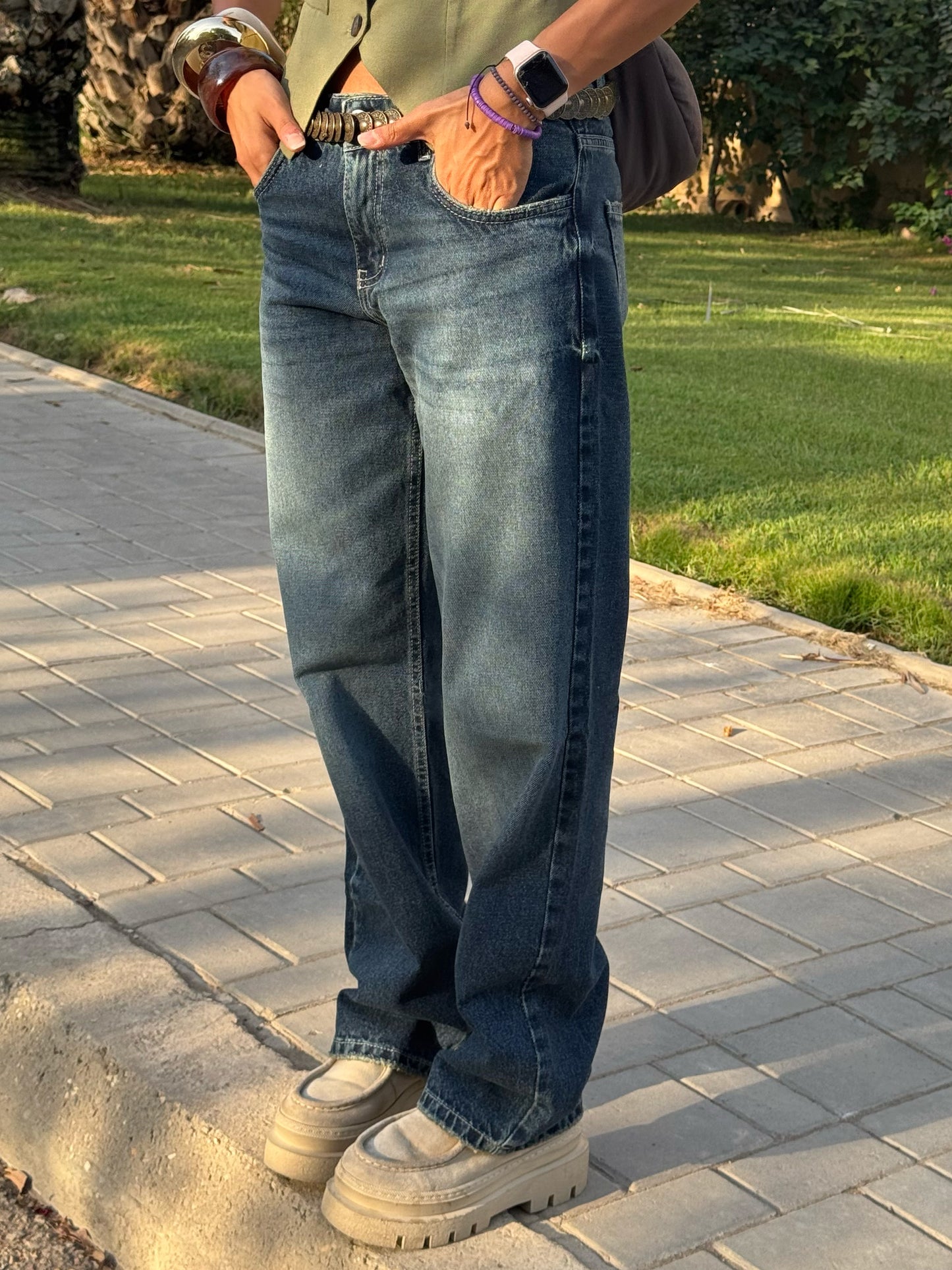 Navy Blue Straight Jeans