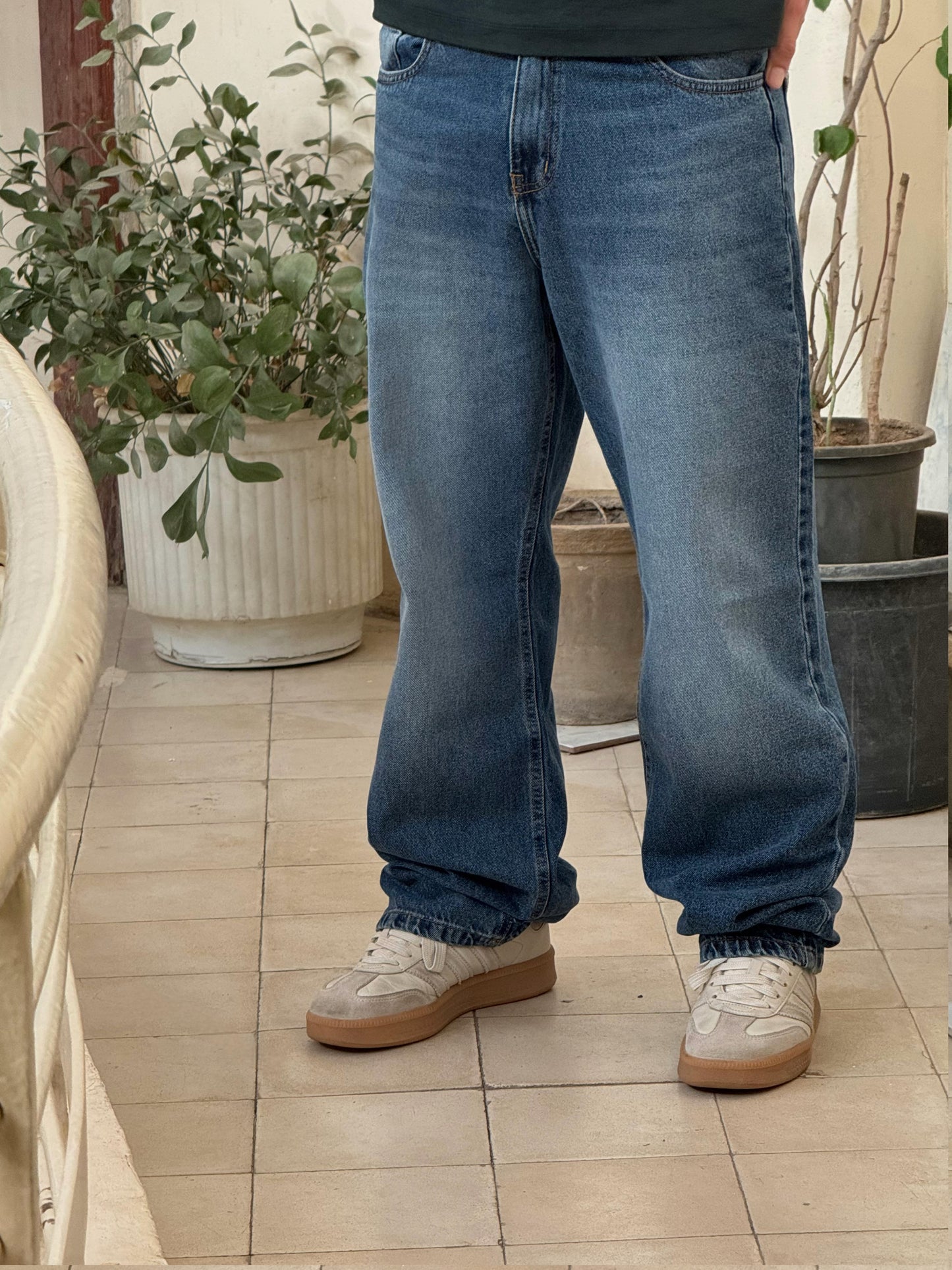 Navy Blue Straight Jeans