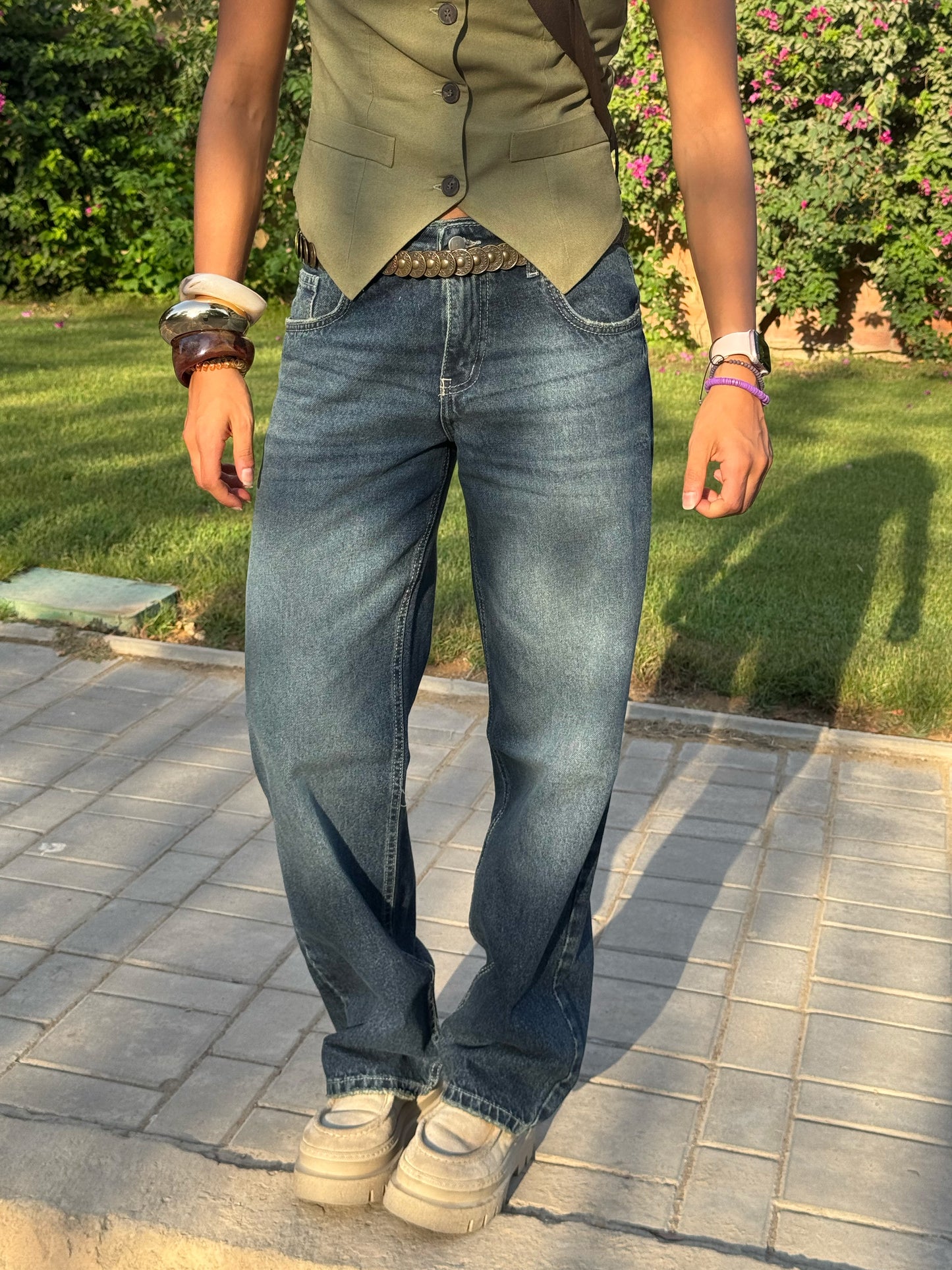 Navy Blue Straight Jeans