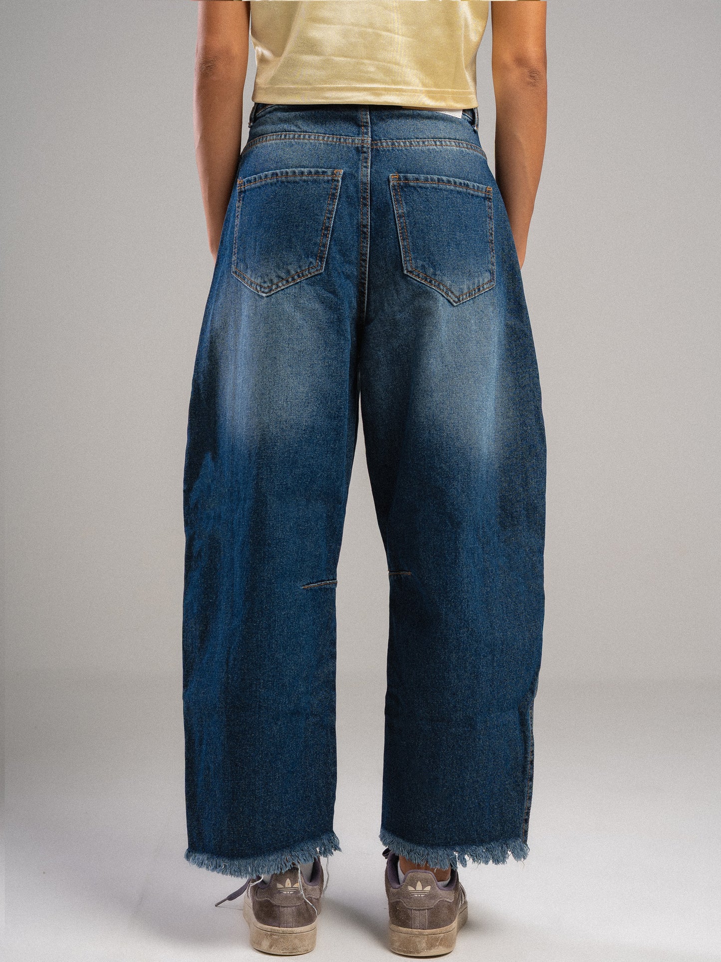 Dark Blue Barrel Jeans