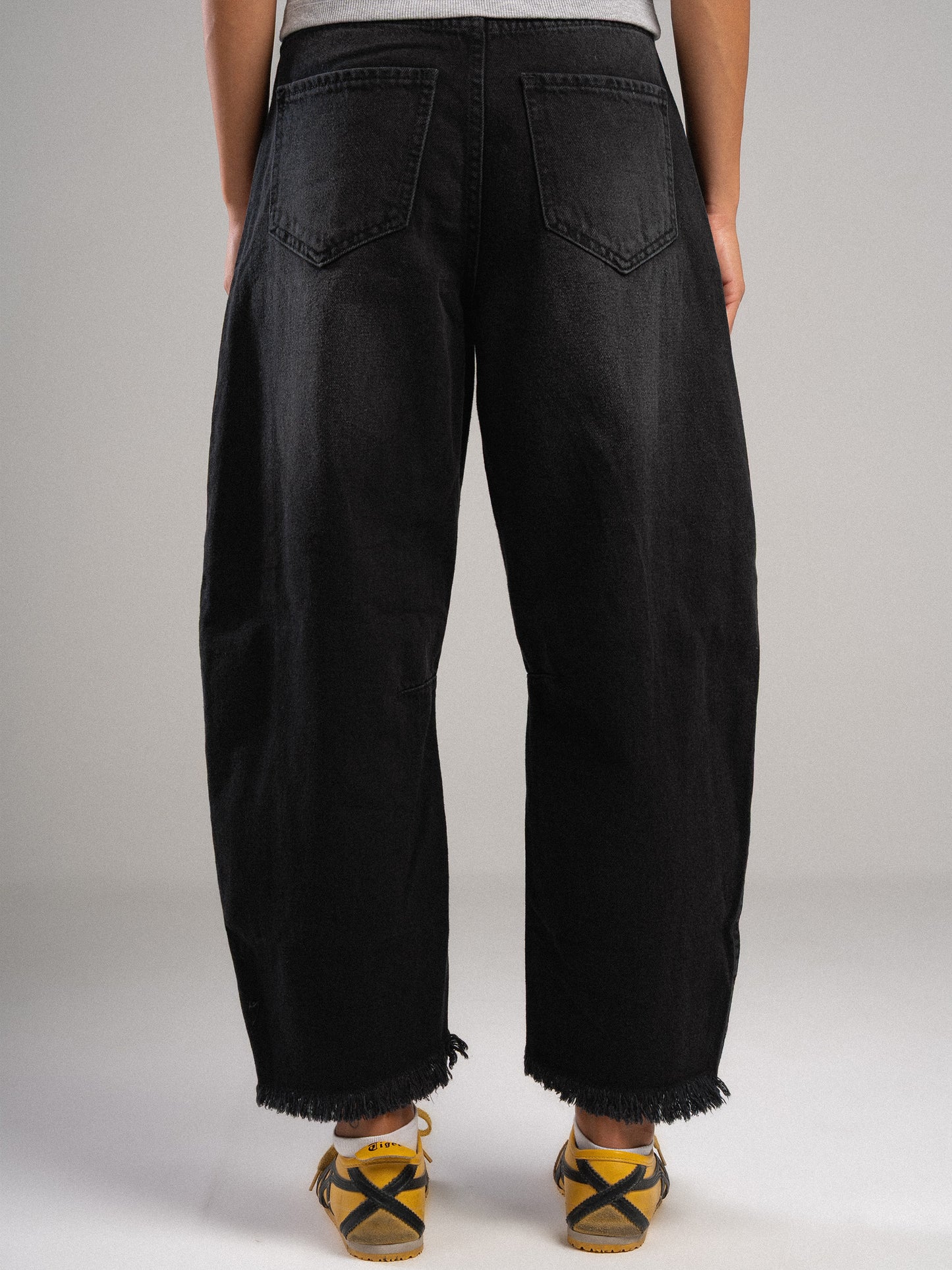 Charcoal Black Barrel Jeans