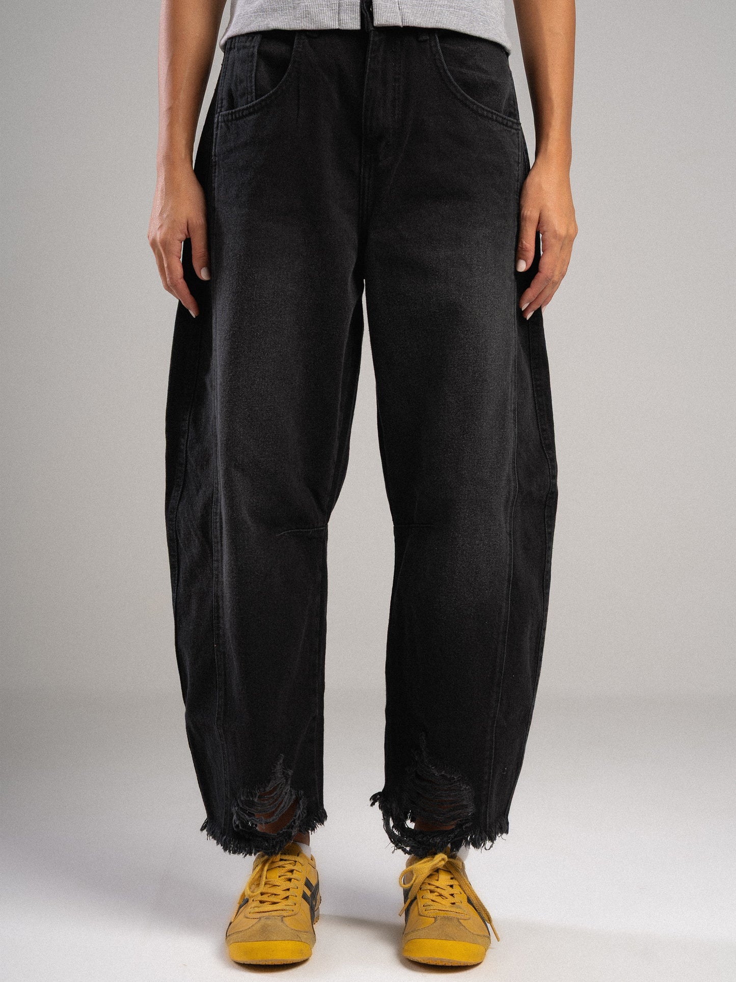 Charcoal Black Barrel Jeans
