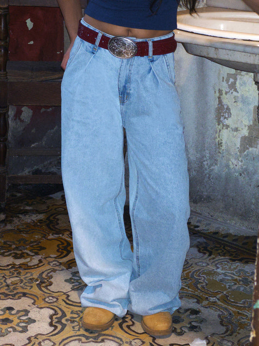 Light Blue Pleated Jeans