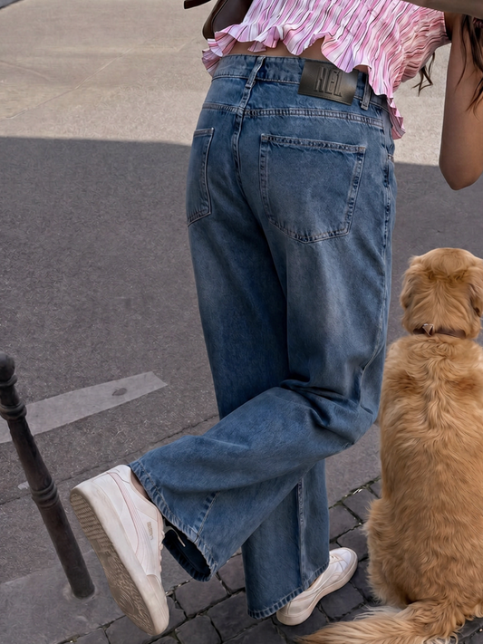 Mid Blue Straight Jeans