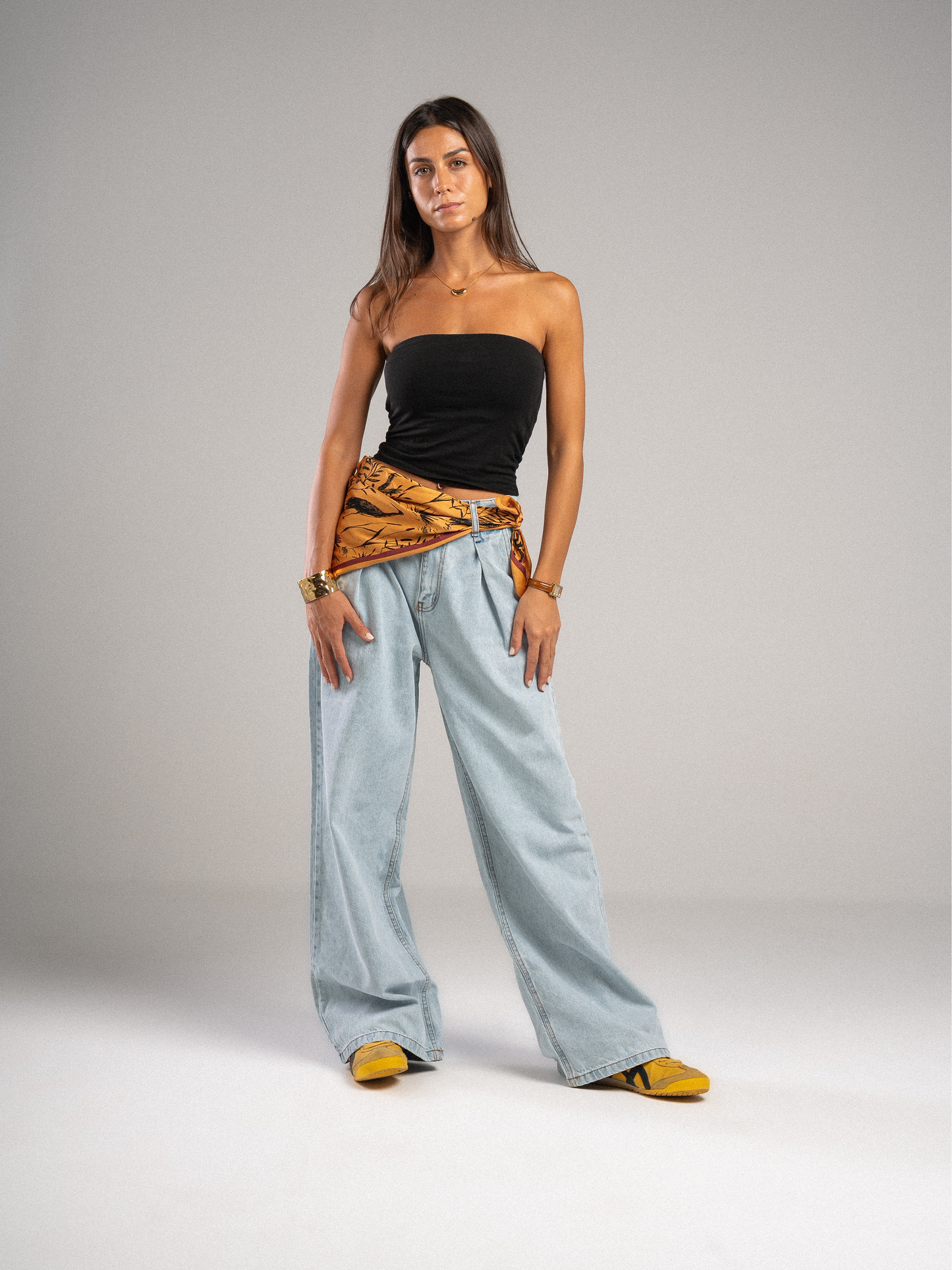 Light Blue Pleated Jeans