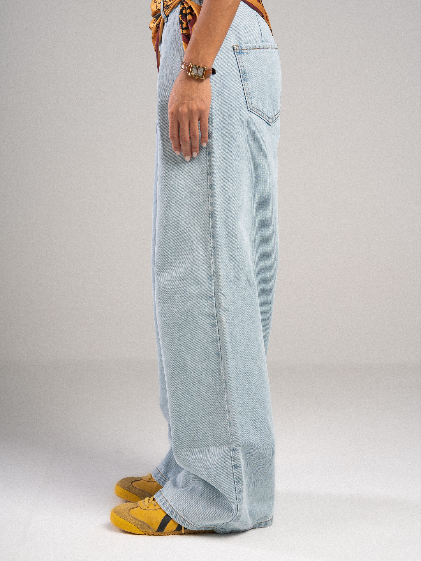 Light Blue Pleated Jeans