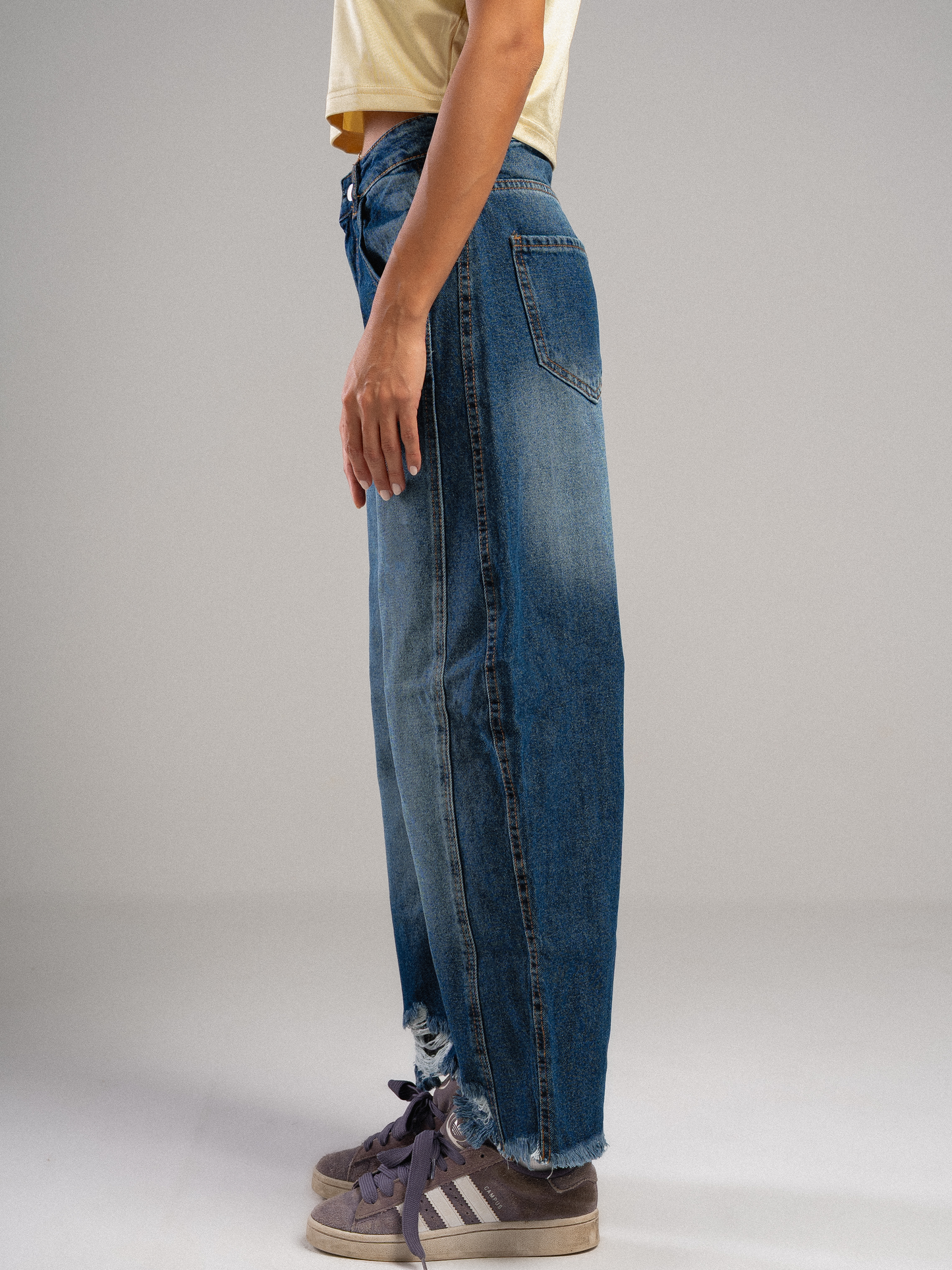 Dark Blue Barrel Jeans