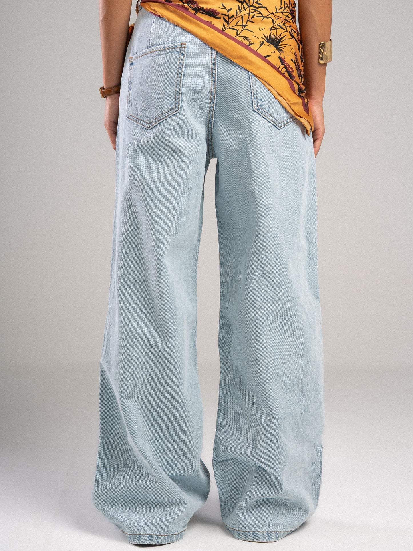 Light Blue Pleated Jeans