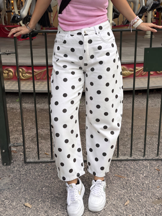 Polka Dot Barrel Jeans