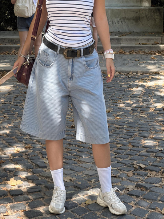 Light Blue Pinstripe Jorts