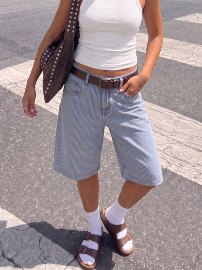 Light Blue Pinstripe Jorts