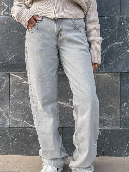 Light Grey Studded Jeans