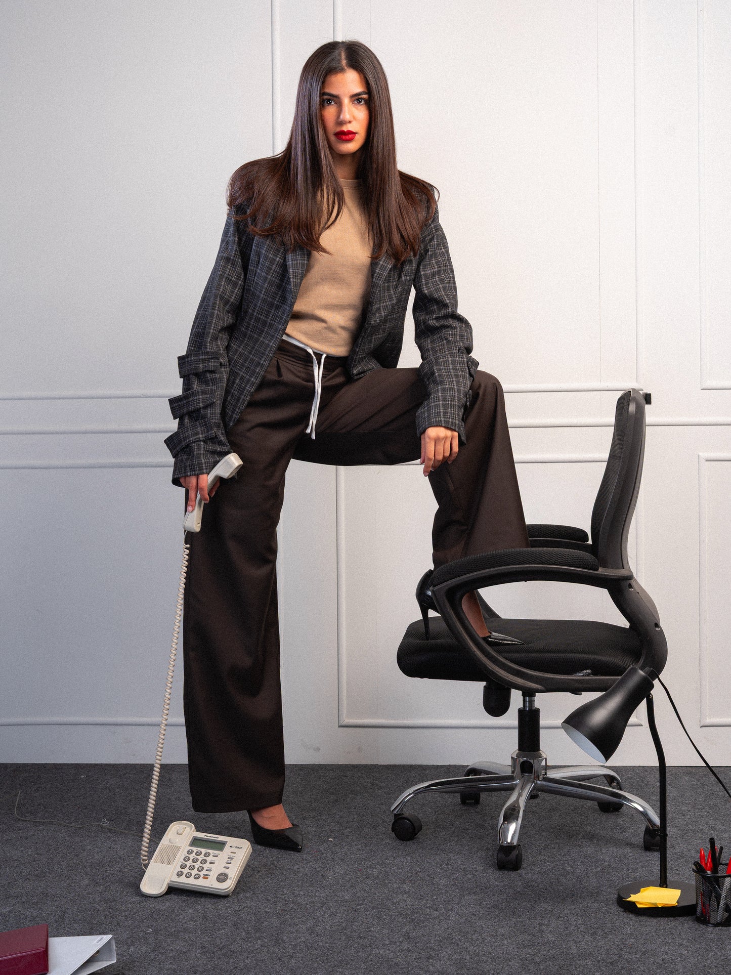 Dark Brown Double-waisted Trousers