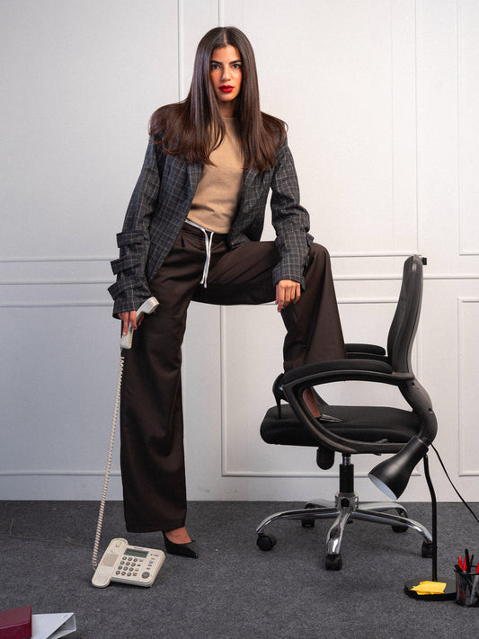 Dark Brown Double-waisted Trousers