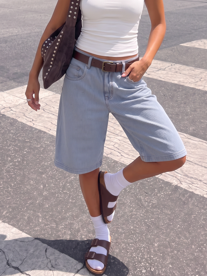 Light Blue Pinstripe Jorts