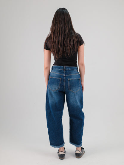 Dark Blue Barrel Jeans