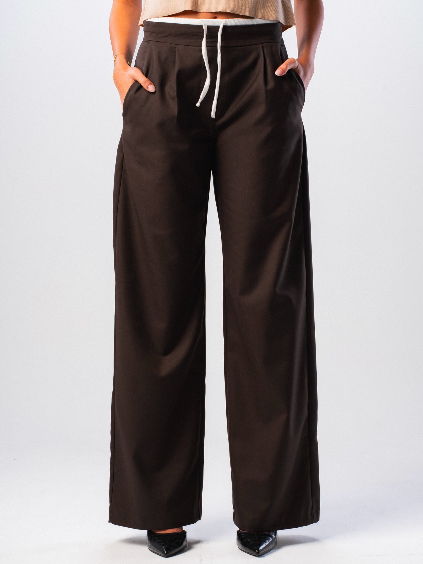 Dark Brown Double-waisted Trousers