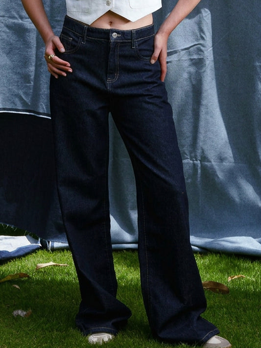 Raw Wide-Leg High-Waist Jeans