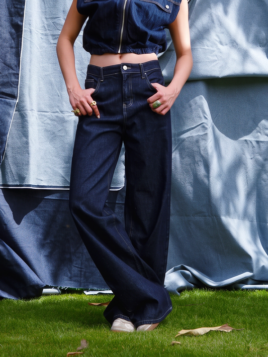 Raw Wide-Leg High-Waist Jeans