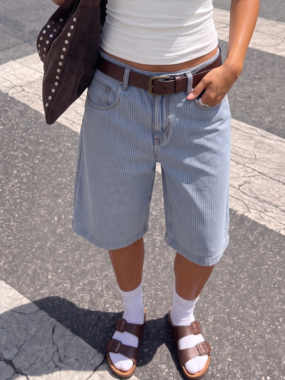 Light Blue Pinstripe Jorts