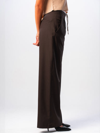 Dark Brown Double-waisted Trousers