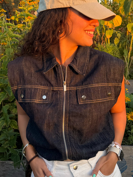 Denim Balloon Vest