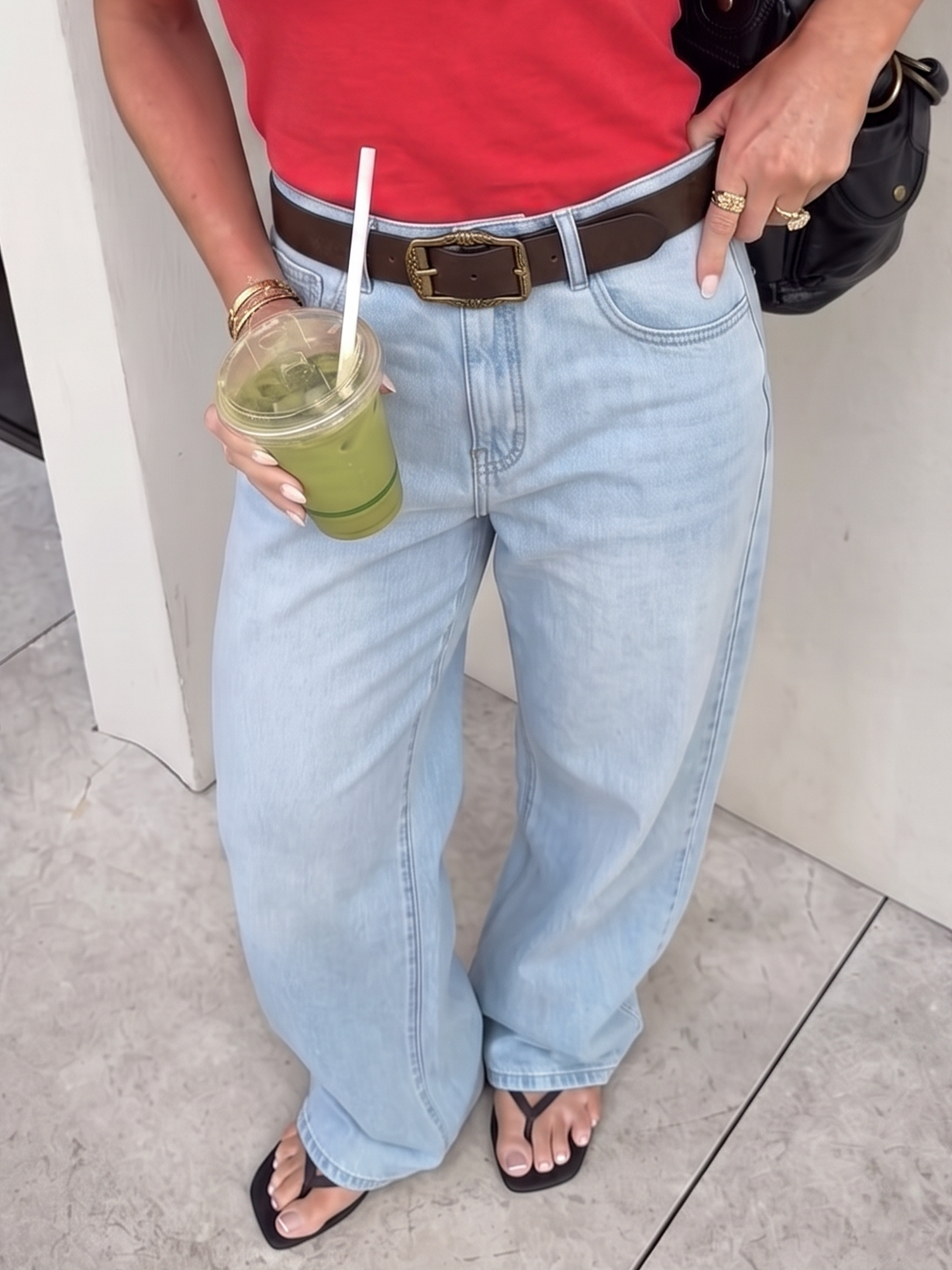 Light Blue Wide-Leg High-Waist Jeans