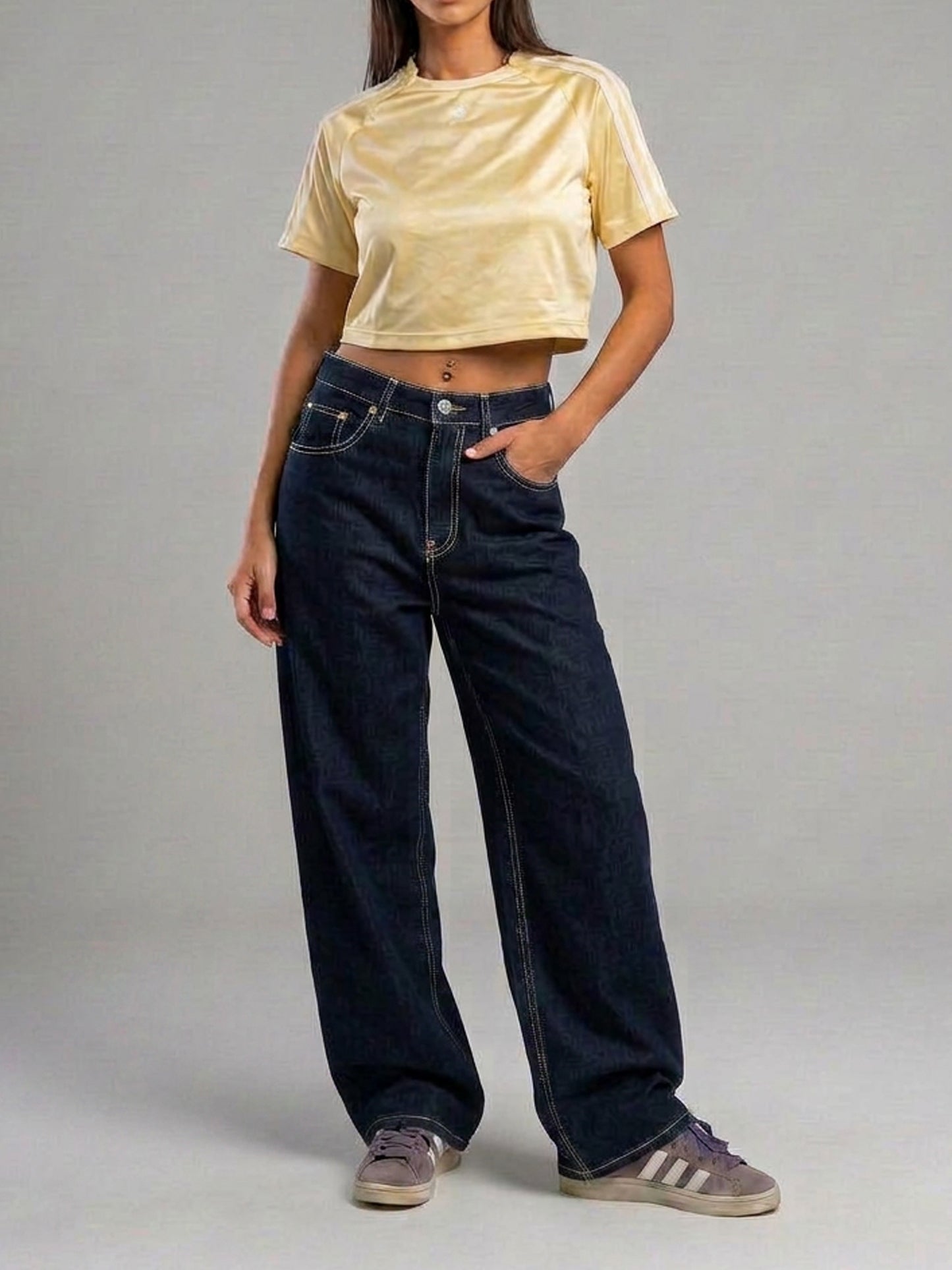 Raw Wide-Leg High-Waist Jeans