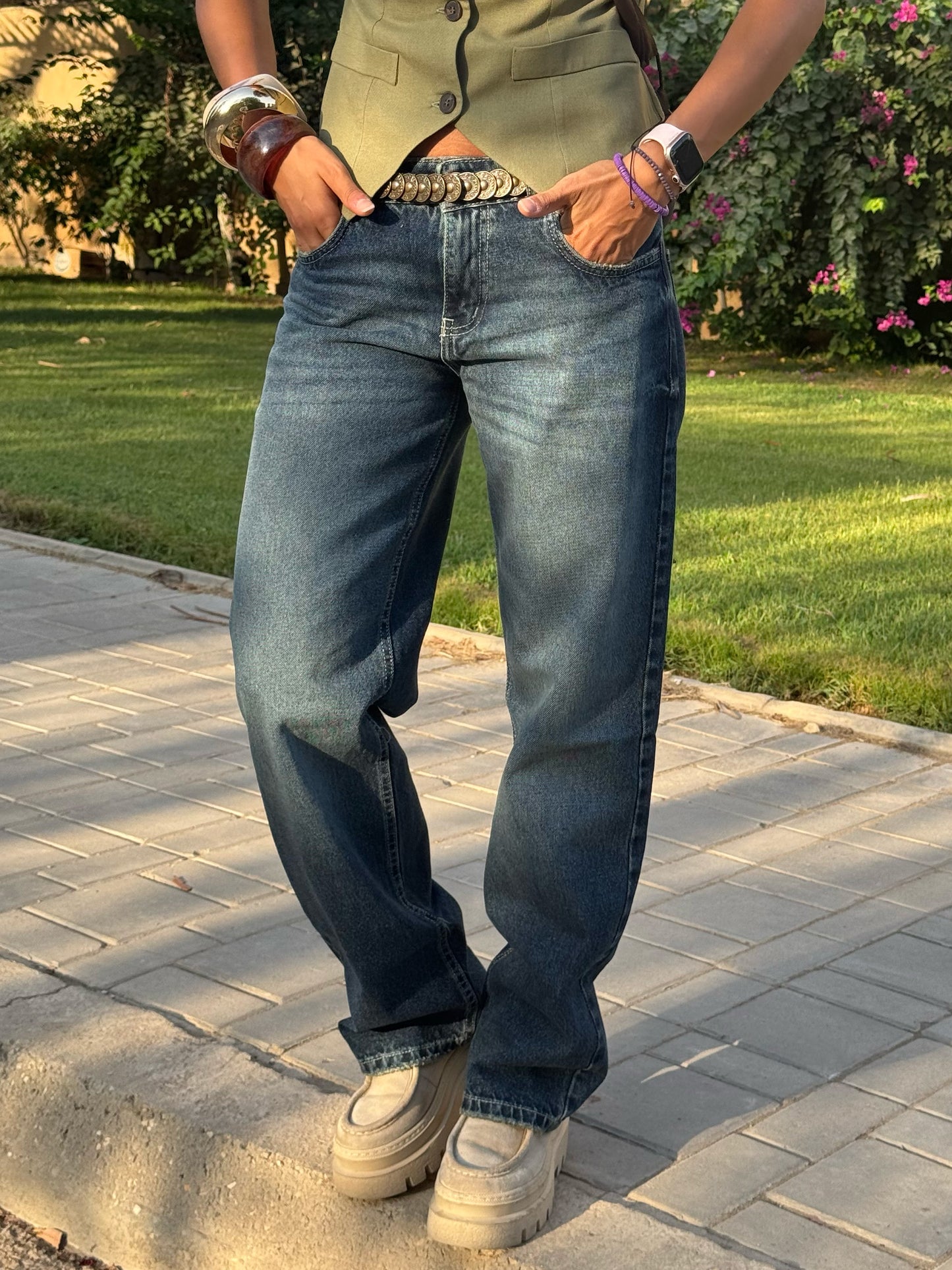 Navy Blue Straight Jeans