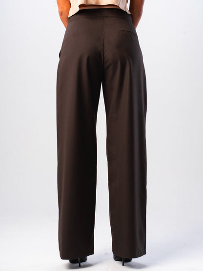Dark Brown Double-waisted Trousers