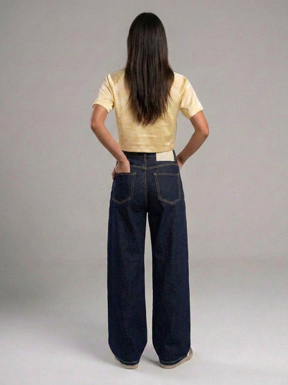 Raw Wide-Leg High-Waist Jeans