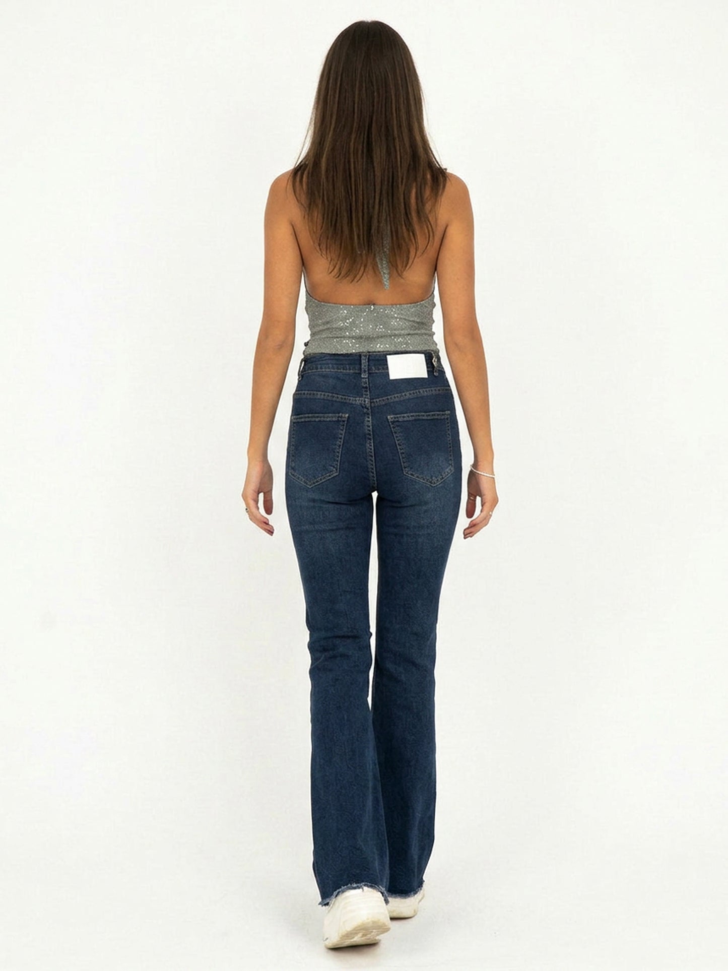 Tinted Dark Blue Flare Jeans