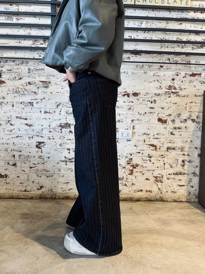 Charcoal Black Striped Jeans