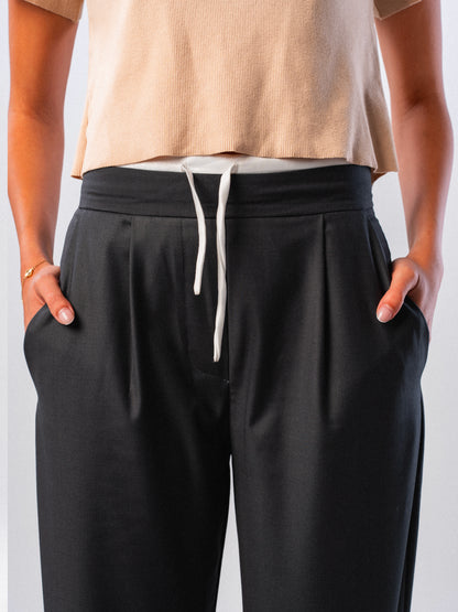 Dark Grey Double-waisted Trousers