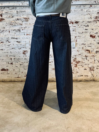 Charcoal Black Striped Jeans