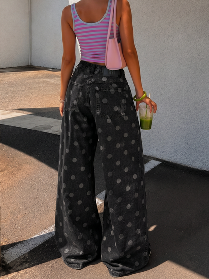 Charcoal Black Polka Dots Jeans