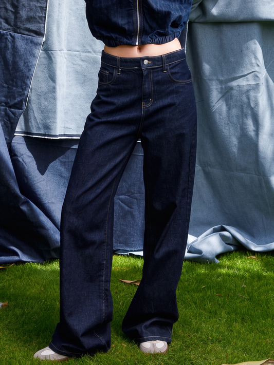 Raw Wide-Leg High-Waist Jeans