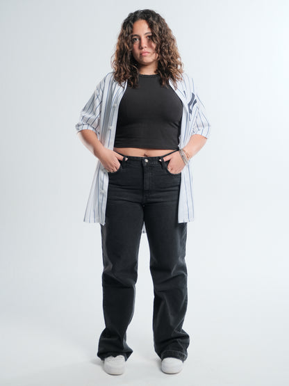 Black Mid Rise Straight