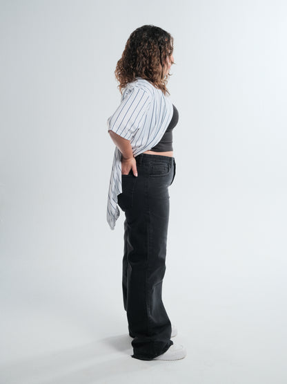 Black Mid Rise Straight