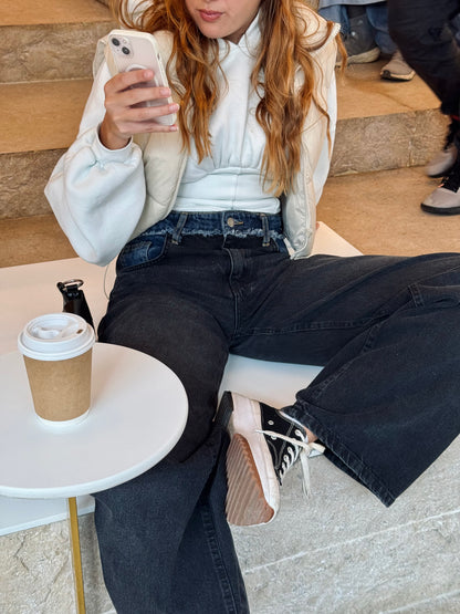 Blue Belted Black Jeans