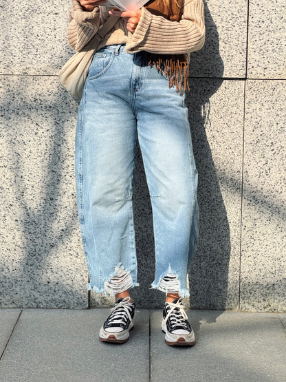 Light Blue Barrel Jeans
