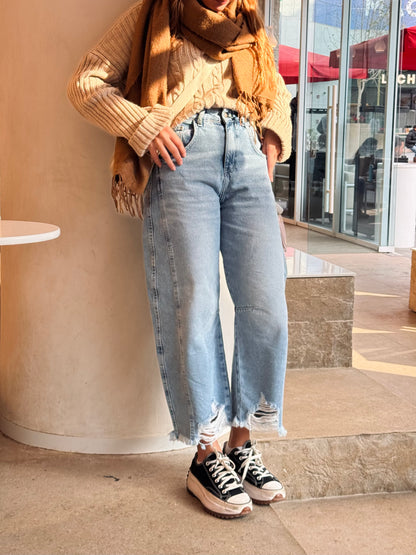 Light Blue Barrel Jeans
