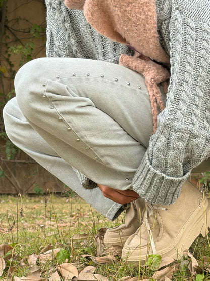 Light Grey Studded Jeans