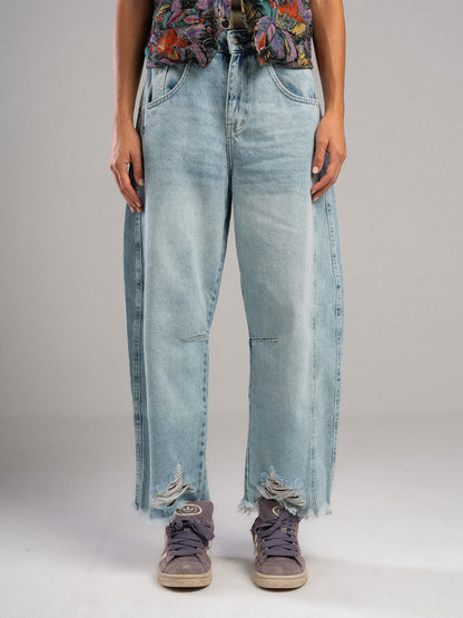 Light Blue Barrel Jeans
