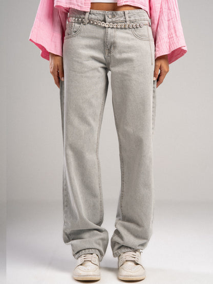 Light Grey Straight Jeans