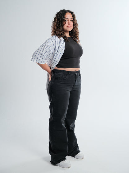 Black Mid Rise Straight