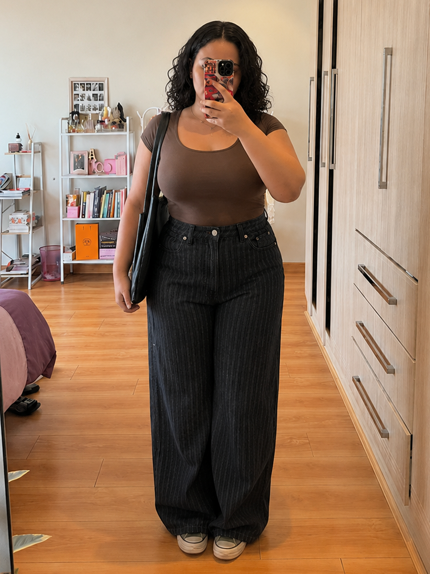 Charcoal Black Striped Jeans