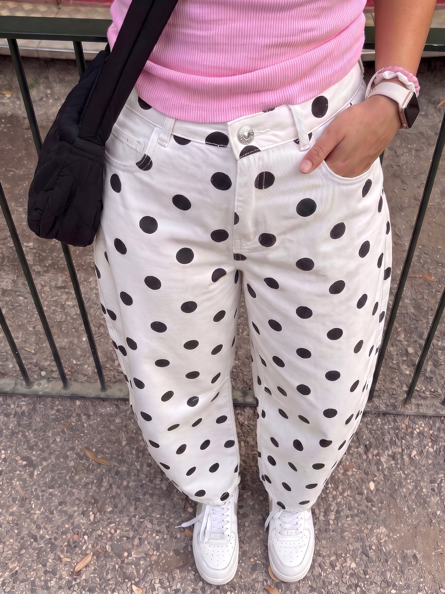 Polka Dot Barrel Jeans