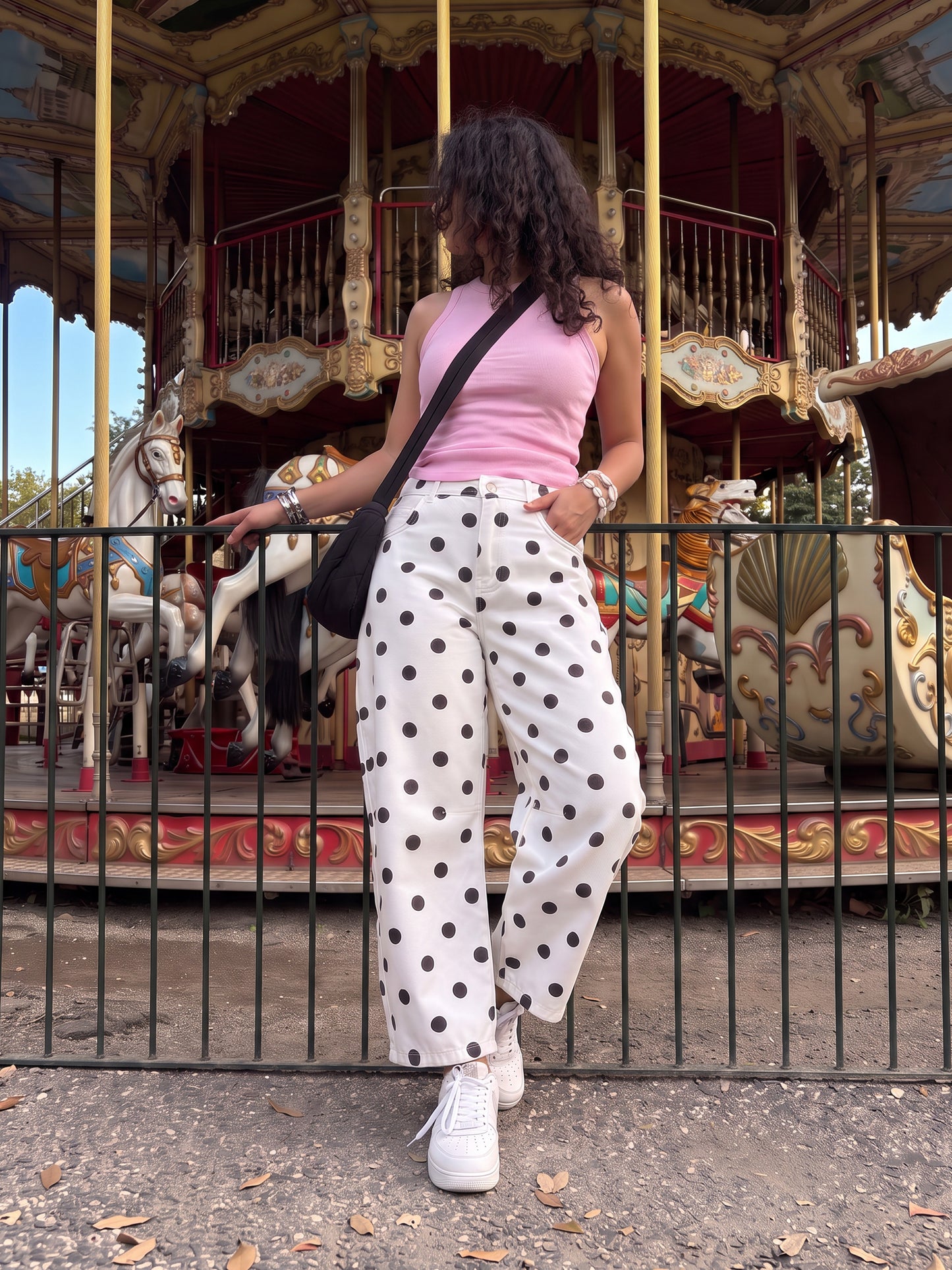 Polka Dot Barrel Jeans