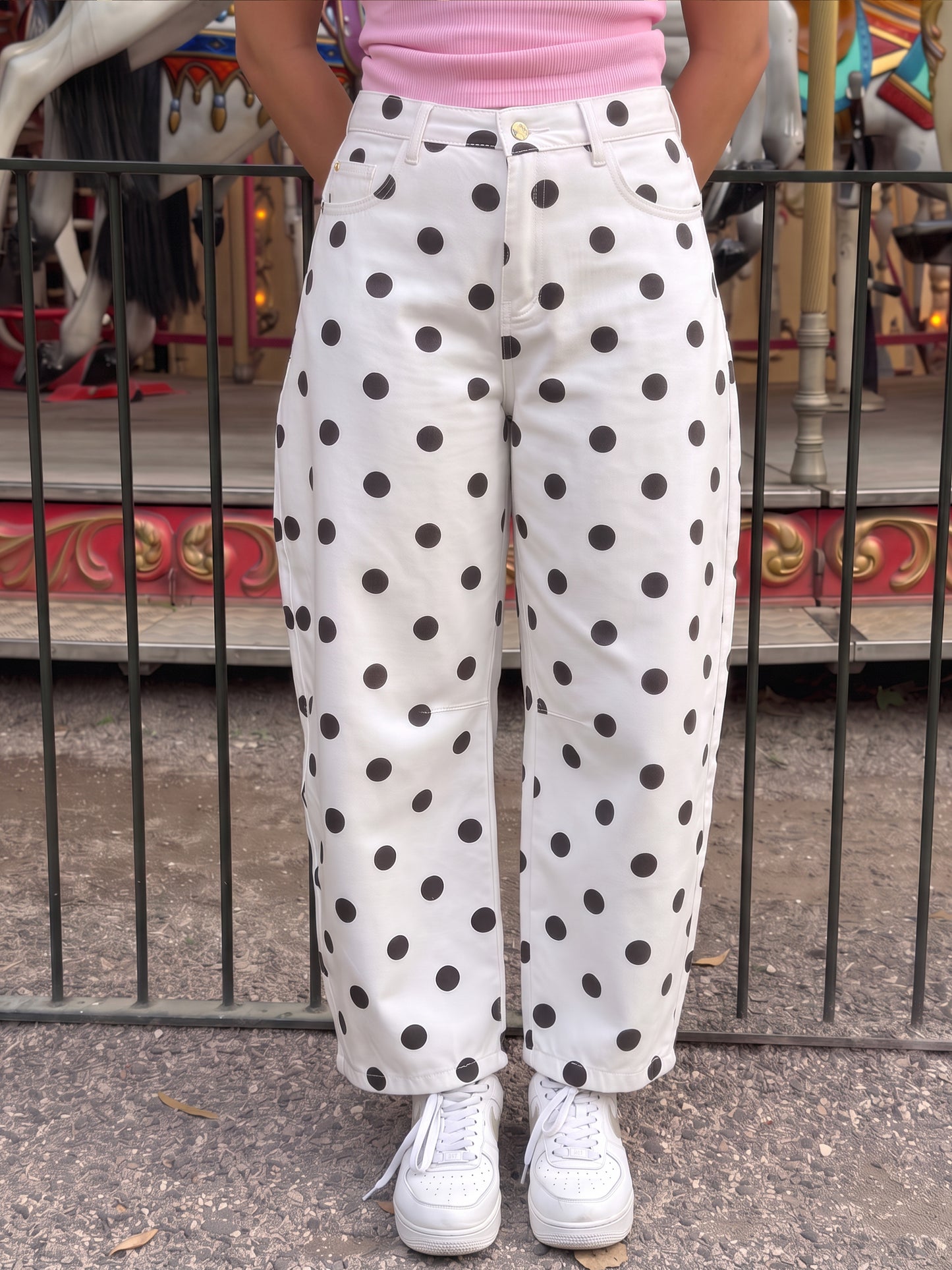 Polka Dot Barrel Jeans